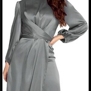 New Elegant Gray long wrap dress